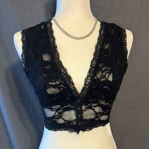 Black Lace Cropped Top